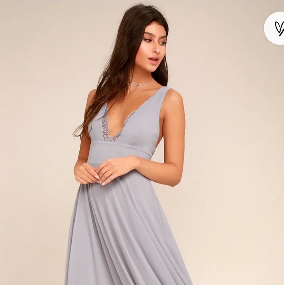 Lulu's True Bliss Grey Maxi Dress